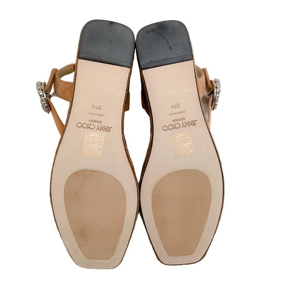Jimmy Choo Caramel Suede Mirabelle Sandals with Crystal Buckle - Picture 7 of 10